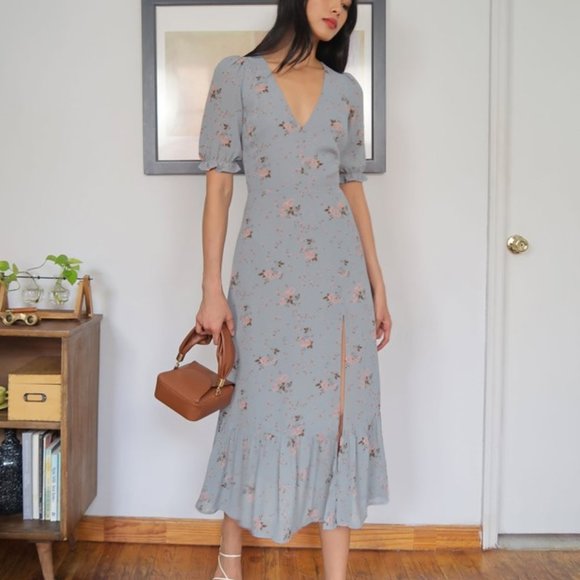 Reformation Nantes Dress 0 Avignon (blue pink floral print) - Picture 4 of 4